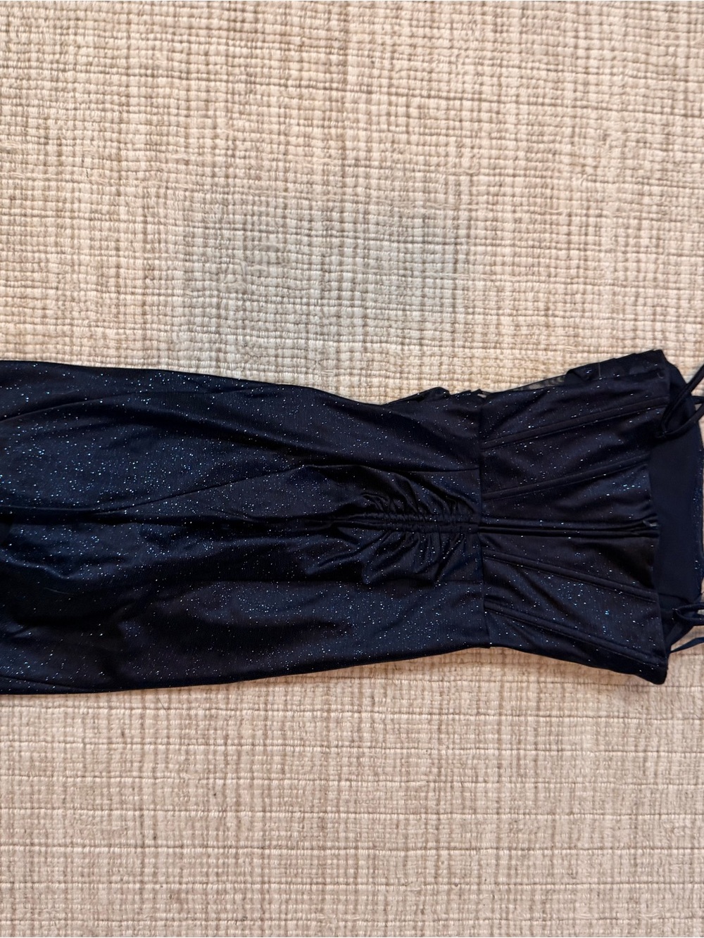 Emerald Sundae Black Glitter Ruched Maxi Dress